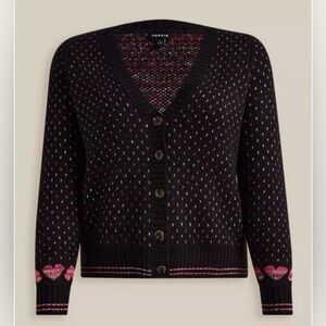 Torrid Cardigan Sweater V-Neck Button Front Plus Sz 1X Valentine Pink Heart Cute